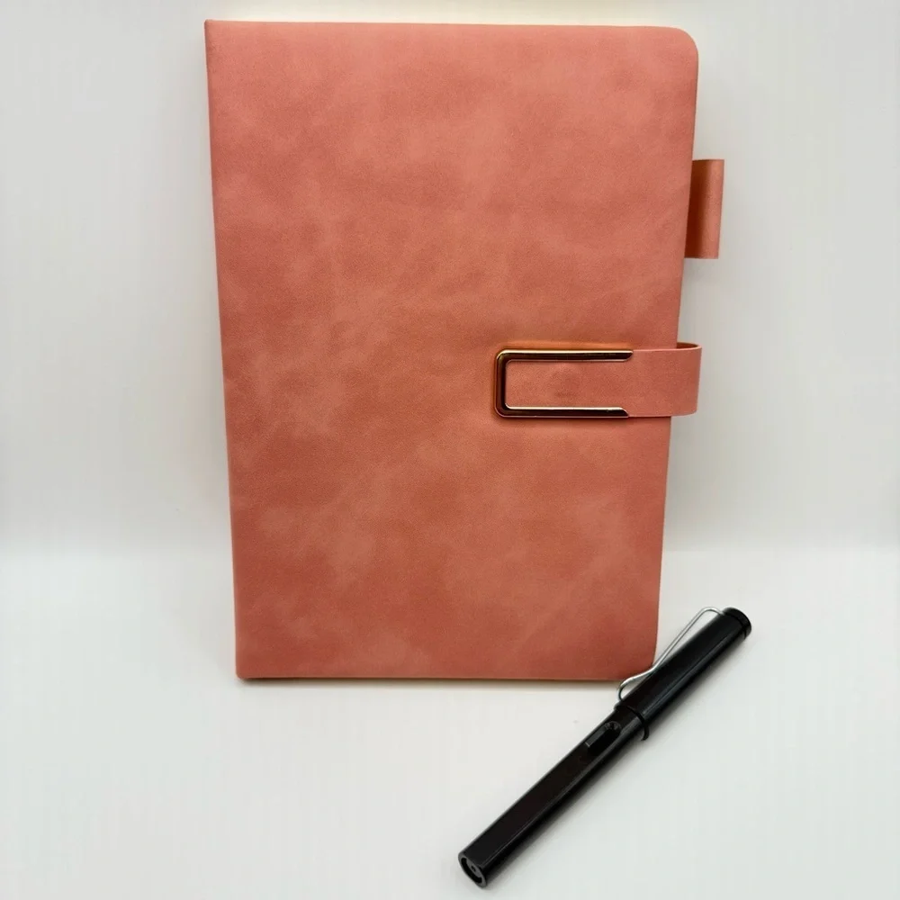 Vintage A5 Leather Notebook Pink Soft Cover & Bookmark